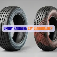 Dwa rodzaje opon: po lewej opona radialna z siatką, po prawej opona diagonalna z siatką.
