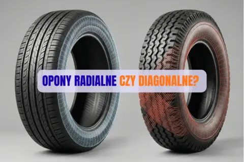 Dwa rodzaje opon: po lewej opona radialna z siatką, po prawej opona diagonalna z siatką.