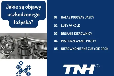 Objawy uszkodzonego łożyska w samochodzie: hałas, luzy w kole, drgania kierownicy, przegrzewanie piasty, nierównomierne zużycie opon.