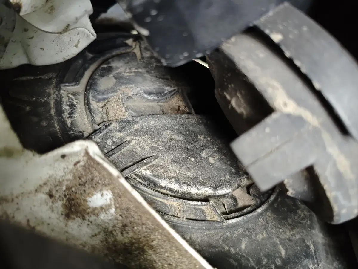 Zabrudzony element silnika, być może po wizycie kuny pod maską.